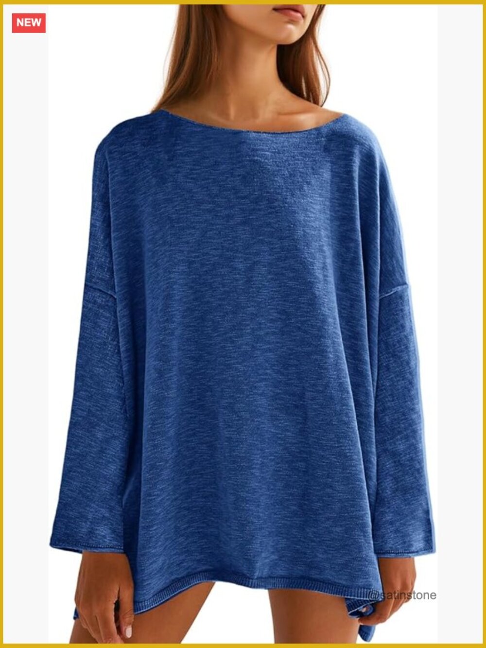 Oversized Lightweight Long Sleeve Tunic Crewneck Side Slit Blouse